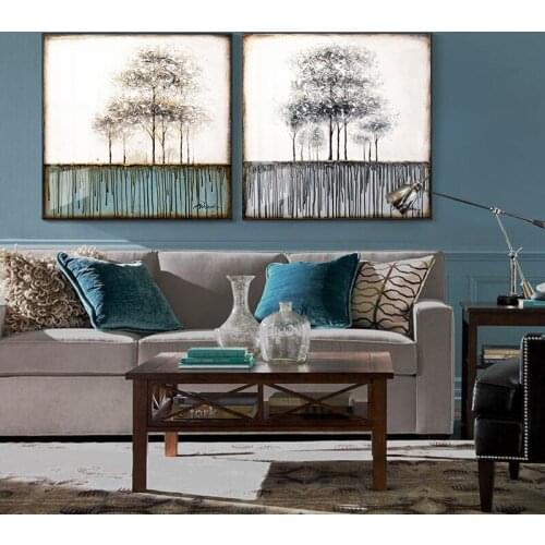 Abstract Trees Painting Wall Art Hand Painted Oil Painting On Canvas Handmade Landscape Painting Art For Modern Home Decoration