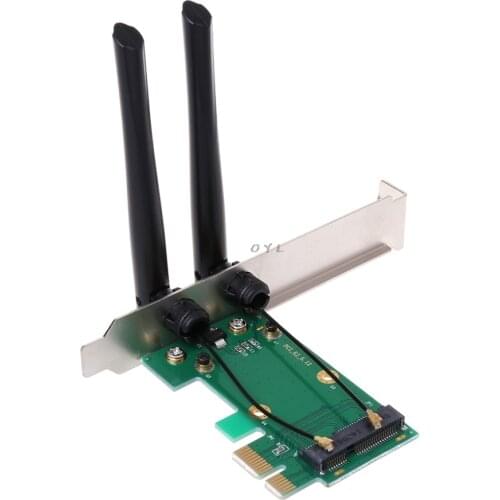 Wireless Network Card WiFi Mini PCI-E Express to PCI-E Adapter 2 Antenna External PC