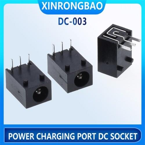 Dc-003 3pin 3.5 x 1.3MM dc power jack power Electrical socket 1.0 / 1.3 diameter needle Black three contact feet