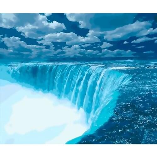 Home-decor landscape waterfall in mountain oil painting by numbers kit diy paint canvas unique gifts for adults and children