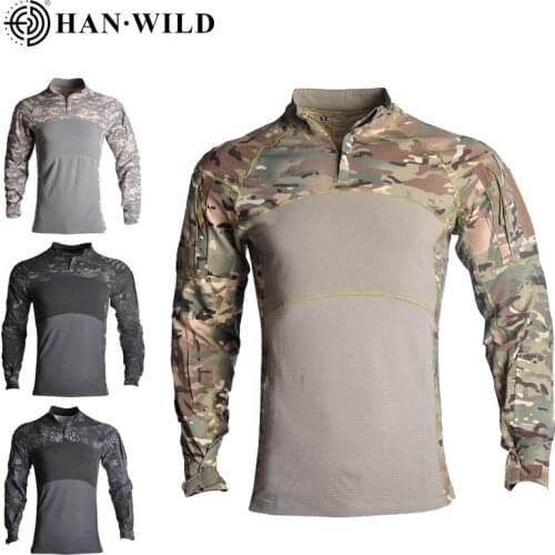 HAN WILD Tactical Shirt Combat Hiking Proven Tactical Clothing Military Uniform Camouflage Army Suit Breathable Work Clothes
