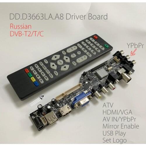 IR cable gift) DD.D3663LA.A8 Digital Signal DVB-C DVB-T2 DVB-T Universal LCD TV Controller Driver Board Russian USB play 3663
