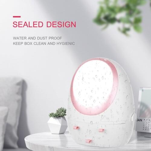 Cosmetic Storage Box with Mirror Portable Skin Care Products Storage Box with Large Capacity Dust Proof Makeup Organizer