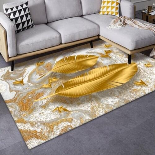 Nordic Style Cartoon Golden Feather 3D Printed Carpets For Living Room Bedroom Large Area Room Play Kids Rugs Big Mat/Rug/Carpet