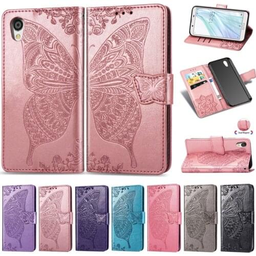 Butterfly Leather Flip Case For For Sharp Aquos sense 2 SHV43 Case Wallet Stand Card Slot Cover For AQUOS sense2 SH-01L SHV43