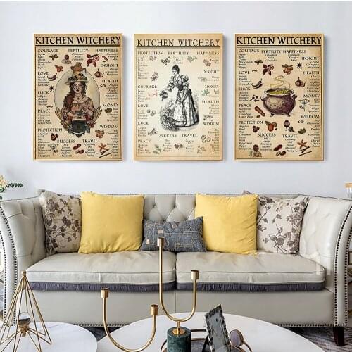 Kitchen Witchery Vintage Print Poster Witche Magic Knowledge Canvas Painting Retro Wall Art Pictures For Living Room Home Decor