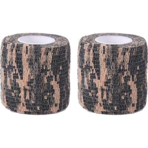 Marbit 2 Pcs 4.5M Military Stretch Medical Bandage Camouflage Tape Self-Adhesive Gun Decor