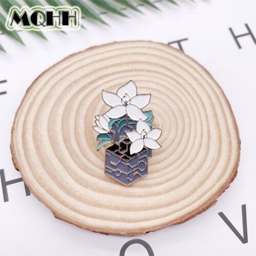 Cartoon cute plants potted sapling flowers enamel brooch pin custom alloy badge backpack clothes accessories woman jewelry gift