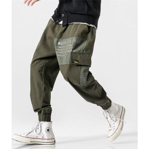 2021 New Spring Mens Multi Pockets Cargo Harem Pants Hip Hop Casual Male Track Pants Joggers Trousers Fashion Harajuku Men Pant