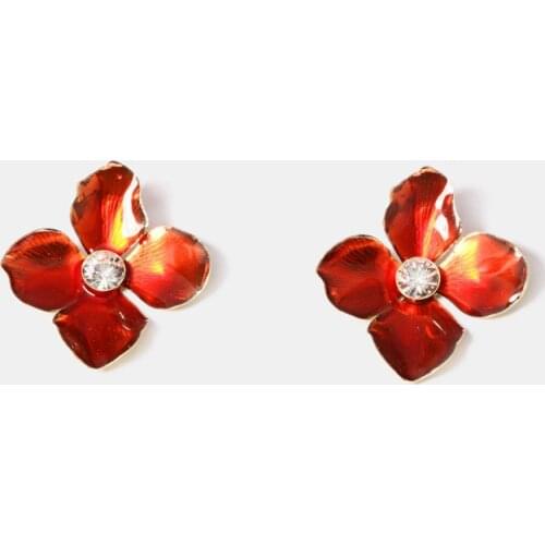 New Exaggerated Hyperbole Flower Earrings Women Beautiful Big Red Flower Holiday Earrings