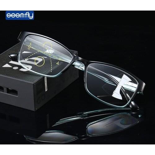Seemfly Ultralight Anti Blue Light Reading Glasses Women&Men Progressive Multi-focus Presbyopic Eyeglasses Transparent Eyewear