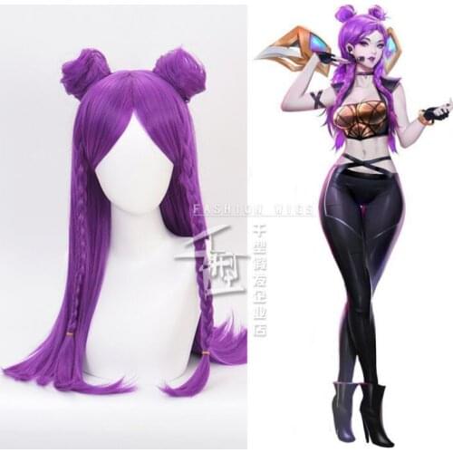 Anime Game Character LOL K/DA Akali Cosplay Wigs KDA Heat Resistant Synthetic Hair Perucas Cosplay K/DA Ahri Kaisa Wig Cosplay