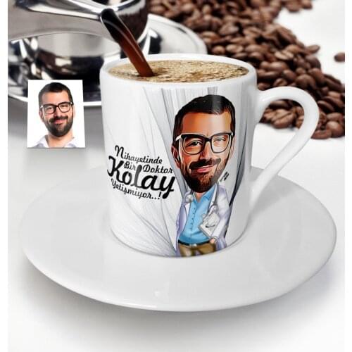 Personalized Mr Doctor Cartoon Turkish coffee Cup-5