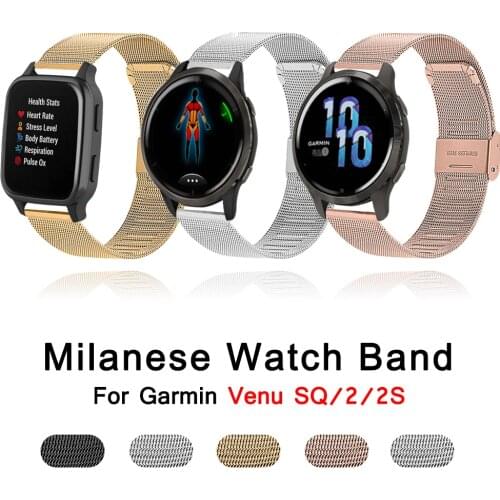 Strap For Garmin Venu SQ 2 2S Watch Band For Garmin vivomove 3 3S vivoactive 4 4S 3 Forerunner 55 Bracelet Stainless Steel Belt