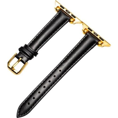 Genuine Leather Strap for Apple iwatch1/2/3/4/5/6/SE 38/40/42/44mm Double Beads Interface Pin Buckle Woven Slim Waist Wristbands