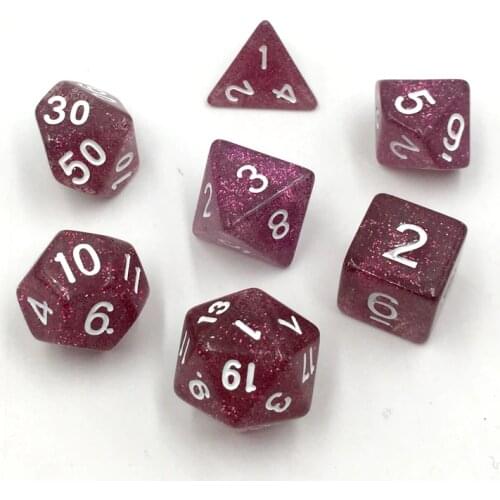 Rollooo Glitter Rpg dice D4 D6 D8 D10 D% D12 and D20 7Pcs/Set
