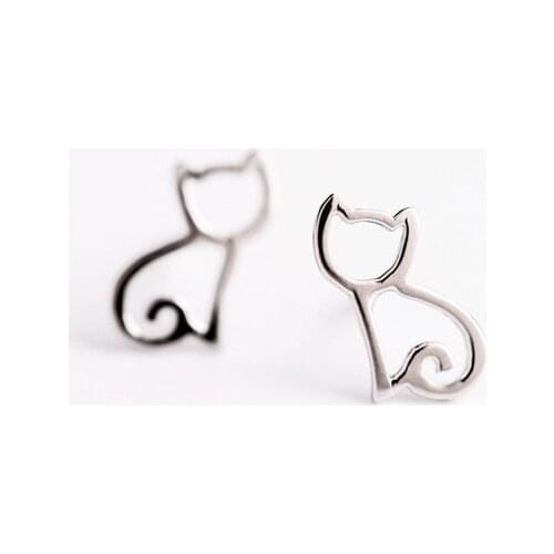 X-Jue Cute Animal Cat Earrings Small Statement Stud Earrings For Women Party Earrings 2020 Fashion Sterling Silver Earrings