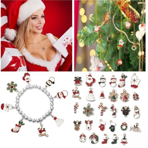 Christmas 10Pcs Charms For Jewelry Necklace Rings Making DIY Charms Accessories Bracelets Pendants Craft Gift For Girls Teens