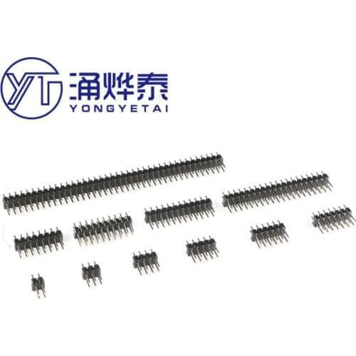 YYT 10PCS 2.54mm Male Pin Header Connector 2.54 Strip Double Row Pinheader Socket 2*3/4/5/6/7/8/10/12/15/20/40/50P