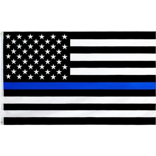 The US police blue bar American Flag Honoring our Men and Women of Law Enforcement Grommet