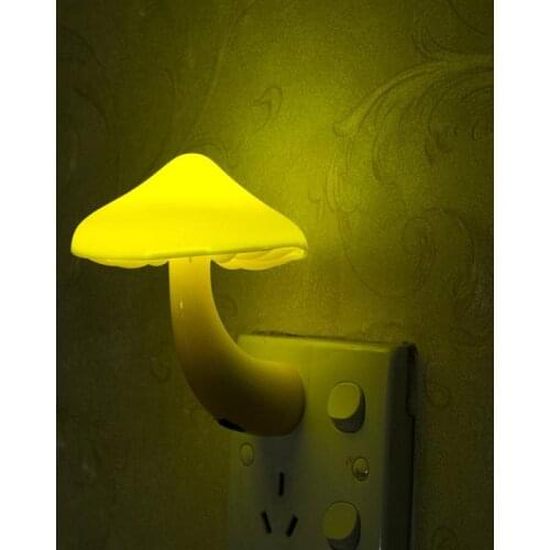 LED Intelligent Light Control Mushroom Wall Socket LED Sensor Night Light Lamp For Baby Kids Bedroom Home Decoration EU Plug