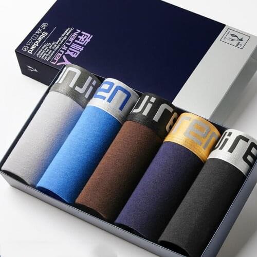 5Pcs/Lot Boxer MenS Underwear High Quality Cotton MenS Boxer Shorts Printed Sexy U Convex Antibacterial Shorts 5XL PIUS Size