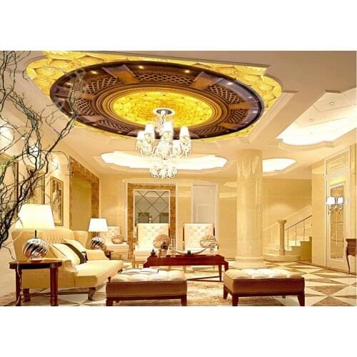 High-end 3D golden flowers zenith ceiling Home Decoration cloud ceiling 3d ceiling murals wallpaper