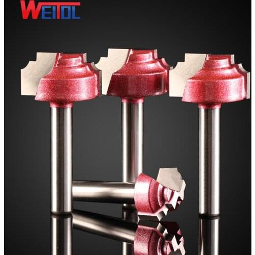 Weitol 4 pcs 6mm Step type graver CNC Engraving Router Bit Trimmer Chamfer Carving Tool Round Over Bit free