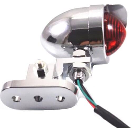 Motorcycle 12v Chrome Tail Light Rear Brake Stop Running Lamp Custom For Harley Honda Yamaha Suzuki Kawasaki Cruiser Chopper