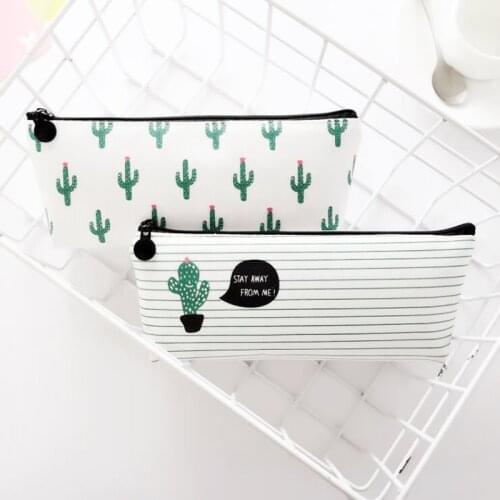 Women Travel Toiletry Casual Cosmetic Bag Pencil Make Up Makeup Case Storage Pouch Purse Organizer Cactus printing Students bags