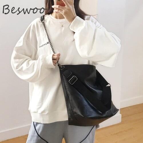 2021 Korean Big Bag Women Concise Fashion Student Large Capacity Handbag Casual Chain Messenger Bag Womens Shoulder Bag Black