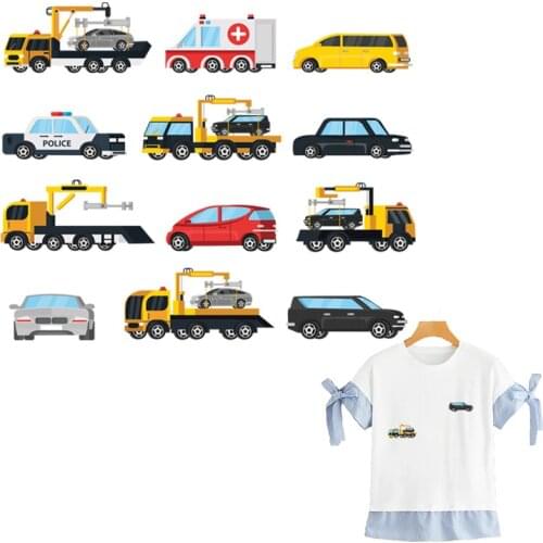 12Pcs Little Cars Appliques Patches Clothes Fashion Stickers Diy Accessory Heat Transfer Iron On Patches BoyS T-Shirt