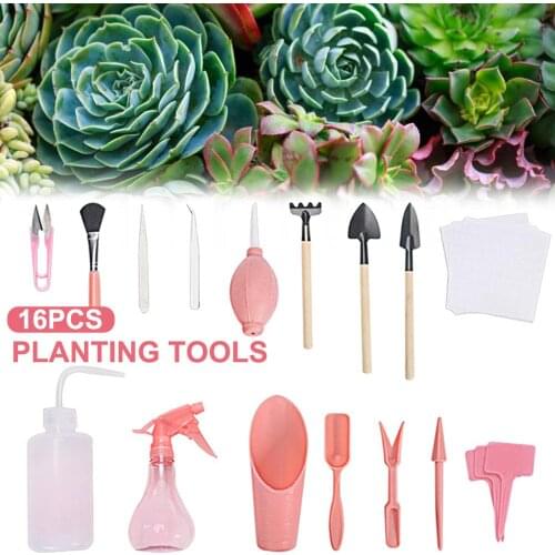 16pcs Garden Planter Kit Succulent Planting DIY Tool Set Transplant Seedling Tool Bonsai Fertilizer Drilling Device