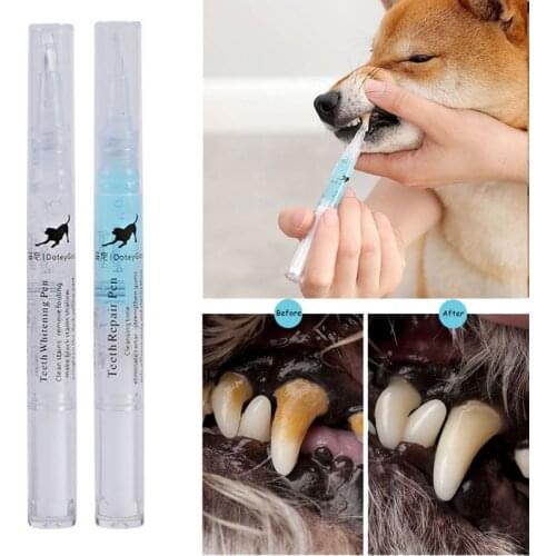 3/5ml Pet Dog Teeth Cleaning Kit Pet Beauty Toothbrush Dog Cat Tartar Dental Stone Cleaning Pen