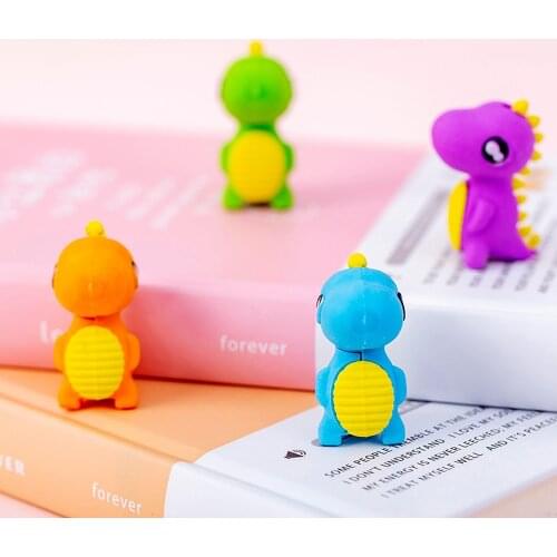 4Pcs Cute Cartoon Dinosaur Rubber Eraser Student Drawing Sketch Novelty Plasticine Pencil Eraser Art Supplies Stationery