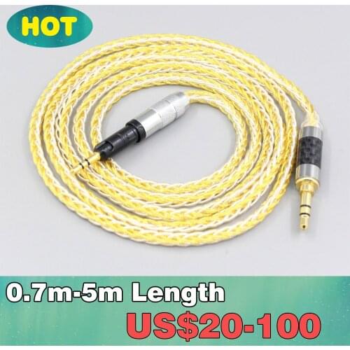 8 Core Silver Gold Plated Braided Earphone Cable For Audio Technica ATH-M50x ATH-M40x ATH-M70x ATH-M60x LN007282