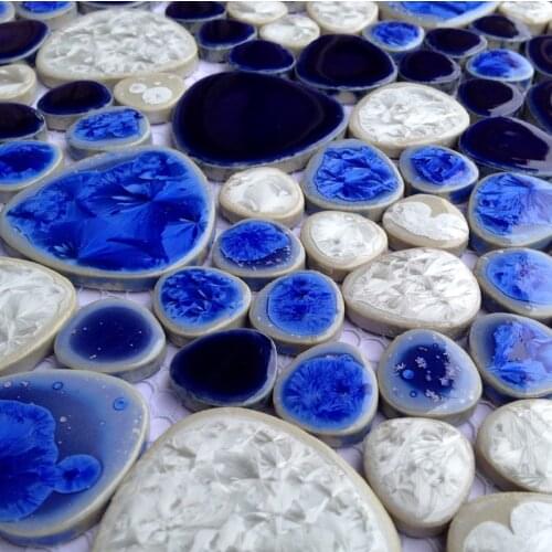 Free Style 3D Pebble Blue White Glazed Ceramic Wall Tile for Swimming Pool Bathroom Shower Floor Porcelian Floor tile Home Decor