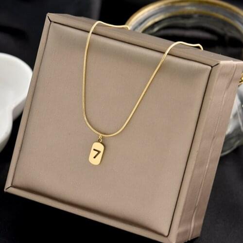316L stainless steel fadeless minority design new lucky number 7 necklace feminine temperamentweb celebrity clavicle chain tide