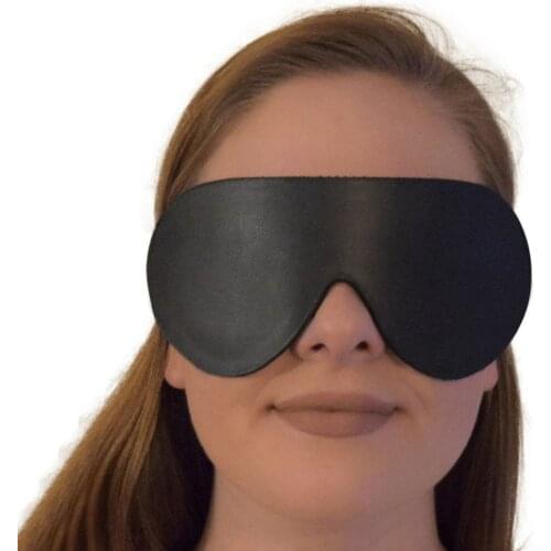 Black SM Blindfold Sexy Eye Mask Bondage Tease Sex Aid Party Fun Real Leather With Elastic Strap Costume Exotic Accessories