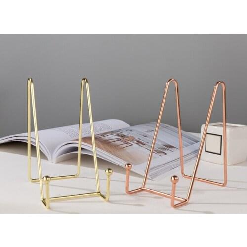 Display Stand Nordic Style Bracket Simple Reading Bookshelf Easel Exquisite Stand Metal Book Magazine Photo Book-Reading