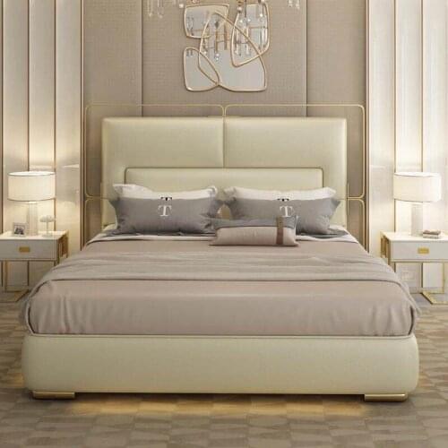 Modern twin king size leather bed 150 or 180 cm with storage