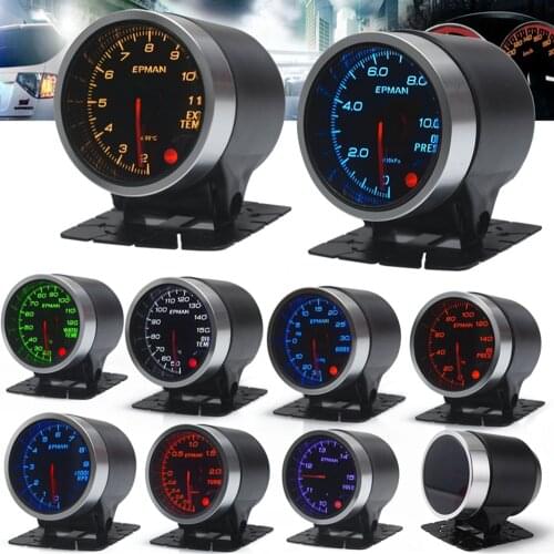 EPMAN 2" 52mm Gauge Car Turbo Boost Water Oil Temp/Press Volt Tach EXT. Temp Meter LED 10 Colors For Car Truck Boat Motorcycle