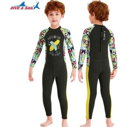 DIVE & SAIL Wetsuit Boys girls 2.5MM neoprene Scuba diving suit children snorkeling Swimsuit Sun-proof drifting Surfing swimwear