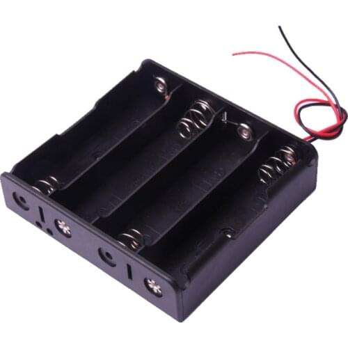 Glyduino Multi-Slot 18650 Mobile 4 Battery Clip Hard Base Case Holder with Wire Leads DIY