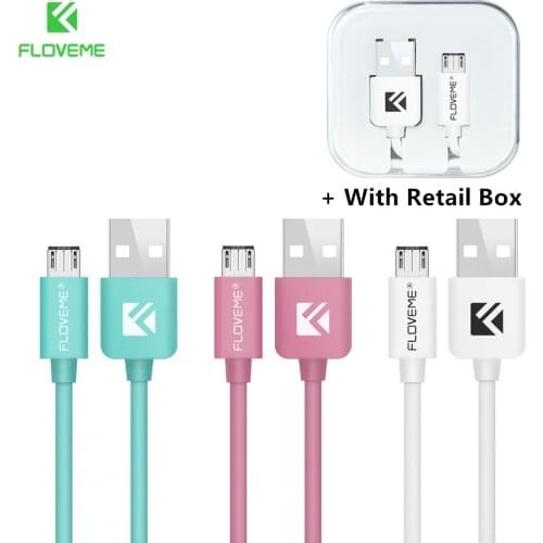 FLOVEME Micro 1M USB Cable 2.1A Fast Charging Cord For Huawei Samsung Xiaomi Mobile Phone USB Data Cable Wire With Retail Box