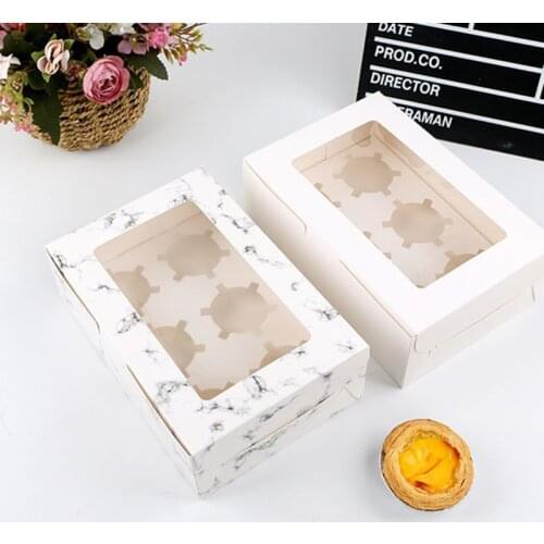 10Pcs 2/4/6 Cavities Cupcake Boxes and Packaging Cake Boxes with Window Christmas Dragee Bonbonniere Holder Dessert Containers