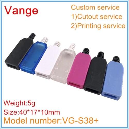 20pcs/lot junction box case 40*17*10mm IP54 ABS plastic housing enclosure for usb device with rubber wire protector