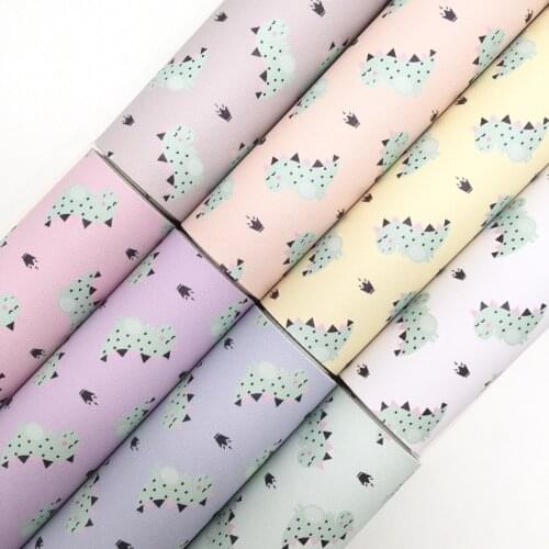 Onefly Wholesales Dropshipping Leather Supplier Dianosaur Printed Synthetic Faux Fabric Leather Felt Backing For Bow DIY FZ105A