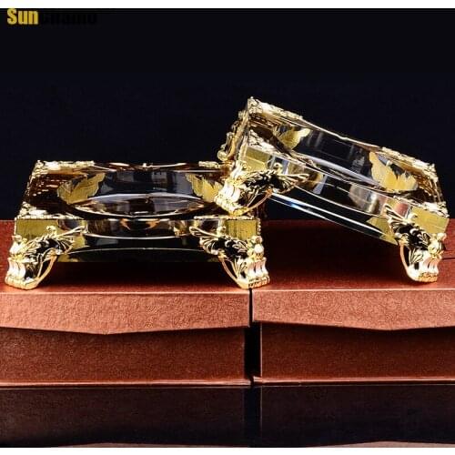 Creative Ashtray Metal Glass Office Conference Table Practical Decorations European Living Room Coffee Table Home Decoration