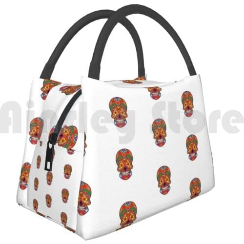 Cooler Lunch Bag Picnic Bag Dia De Los Muertos Sugar Skull Face Dia De Los Muertos Sugar Skull Face Dia De Los